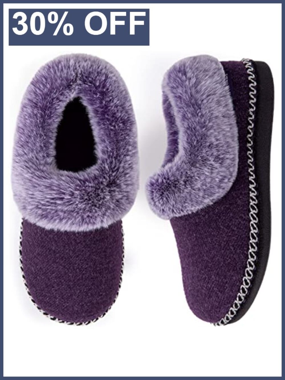 EverFoams Women's Bootie Slippers Warm Soft House Shoes Fluffy Collar